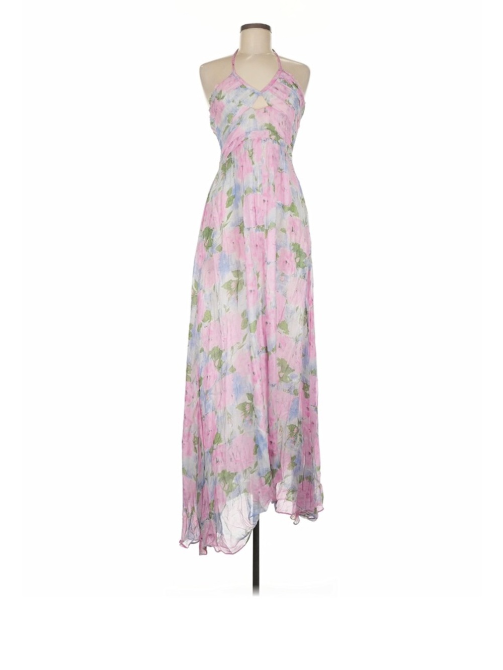 LoveShackFancy Pink Floral Halter Maxi Dress